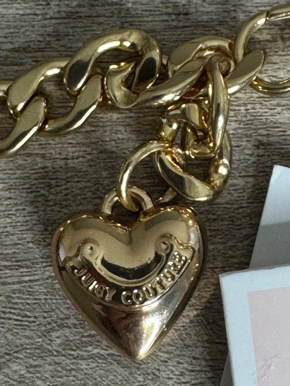 Juicy Couture Heart Pendant Gold Chain Belt Y2K Size S/M Rare NEW